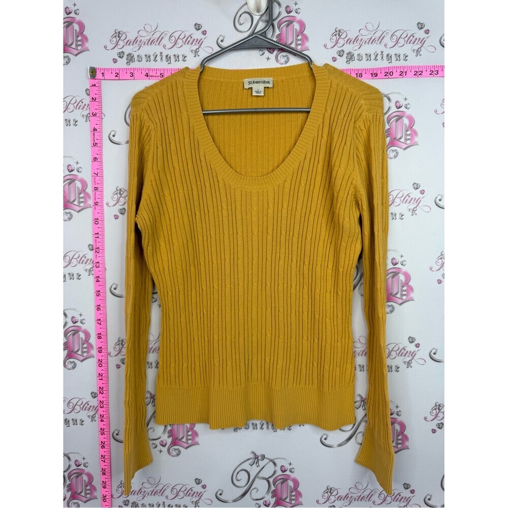 St. John's Bay Mustard Ribbed Scoop Neck Sweater